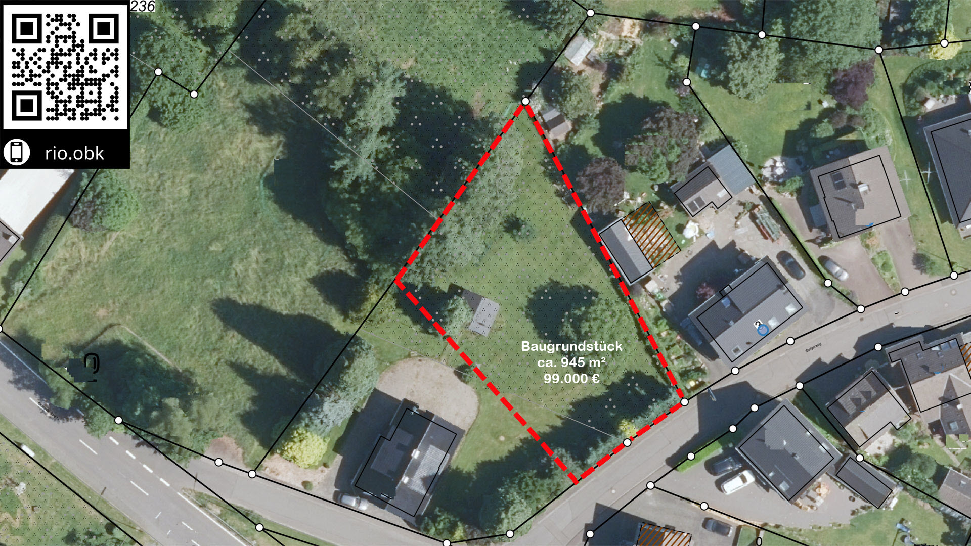Reichshof-Wildbergerhütte: Auch ohne Keller zu bebauen, Luftbild / Lageplan